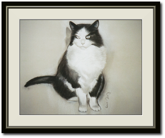 <a href="Preisliste.php#preise_kohle">» zur Preisliste</a><br /><br /><a href="Techniken.php#kohle">» Technik: Kohle</a> Katzenportrait